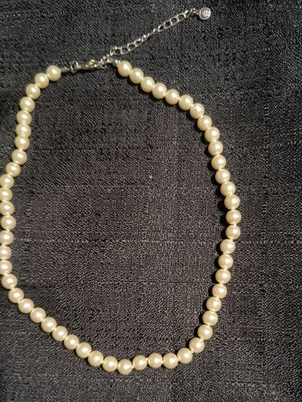 Vintage 1946 Pearl Necklace with Silver-Tone Chain
